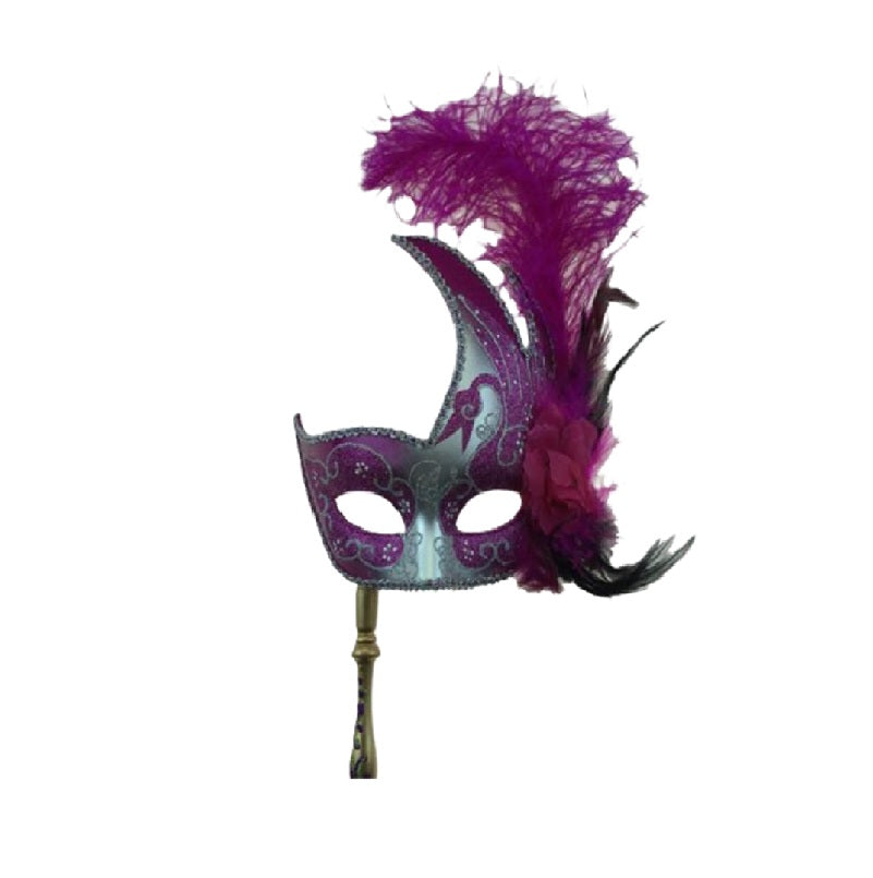 Hot Pink/Silver Mardi Gras Mask - Venetian - Costume Accessory - One Size