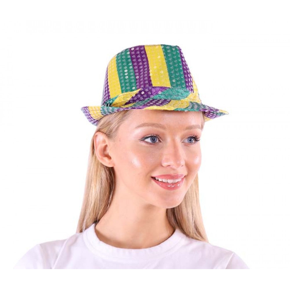 Mardi Gras Sequin Fedora -1920's - 1980's - Costume Accessory - One Size