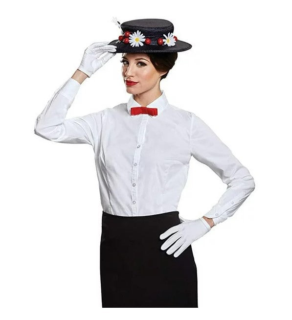 mary poppins handschuhe Mary Poppins – Signatur-Mütze – Handschuhe – Fliege – Kostüm-Accessoire – Teenager und Erwachsene