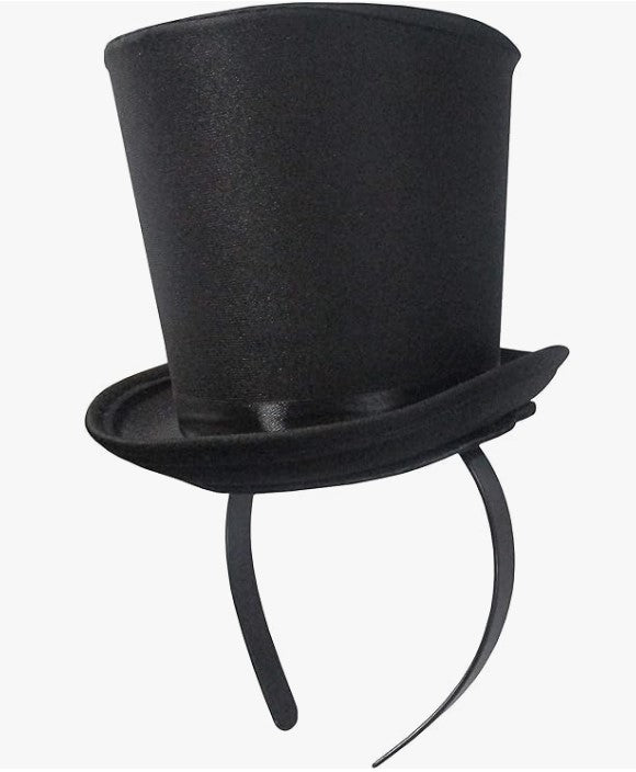Black Mini Top Hat - Circus - Gothic - Headband - Costume Accessory - One Size