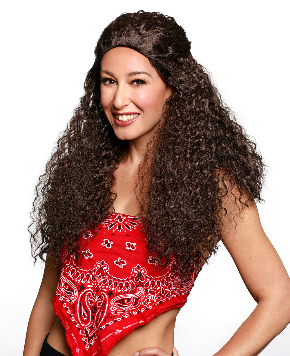 Brown Long Curly Island Princess Wig - Costume Accessory - Unisex