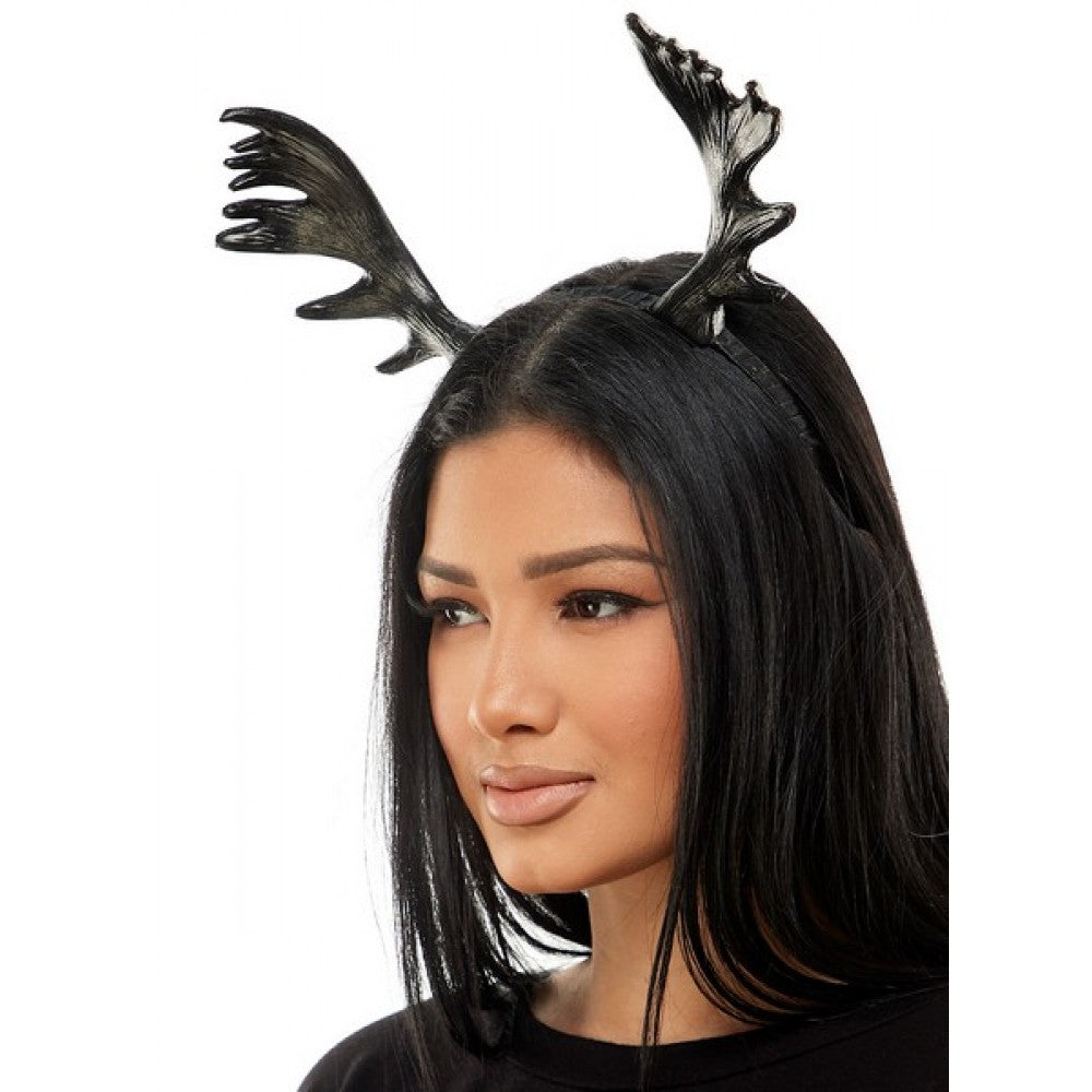Small Black Moose Antlers Headband - Costume Accessory - One Size