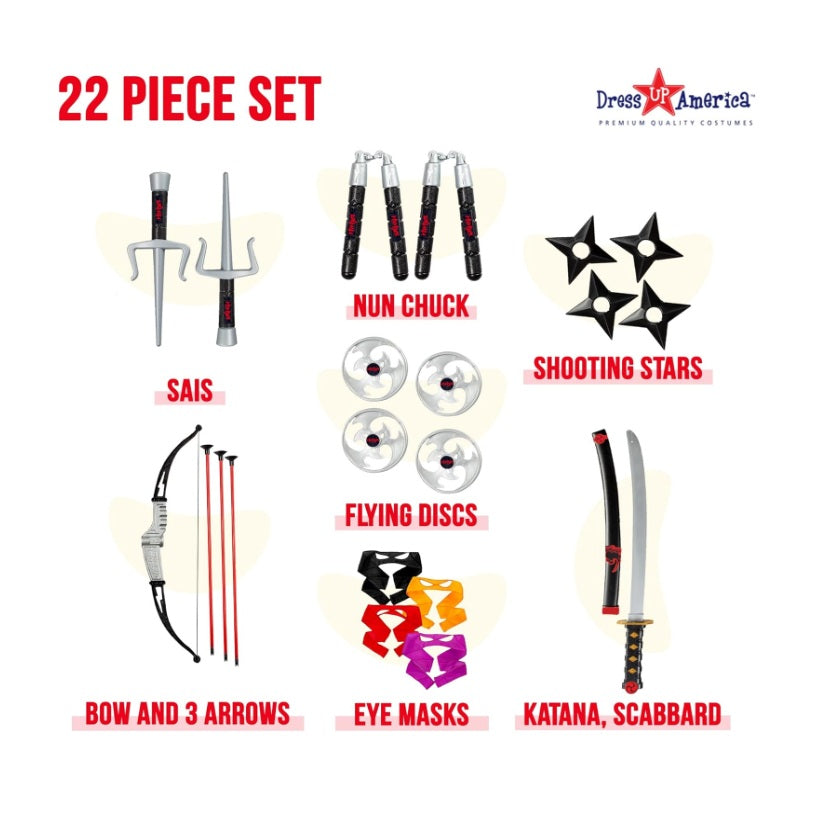 Ninja Dress Up Set - 22 Piece - Costume - Child - One Size