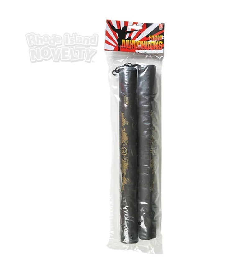 Black/Gold Foam Dragon Ninja Nunchucks - Costume Accessory - Weapon Prop