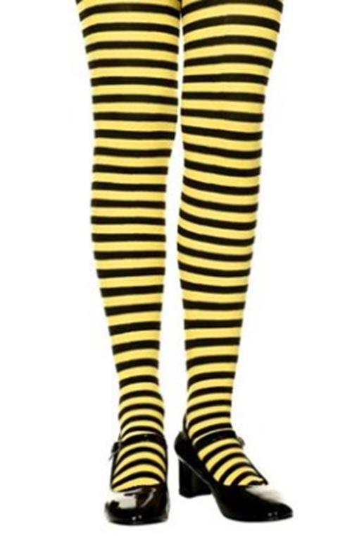 Opaque Tights - Pantyhose - Black/Yellow Stripes - Dance - Child Size - Large