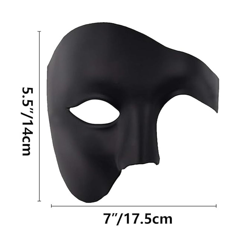 Black Matte Phantom of the Opera Mask - Costume Accessory - One Size