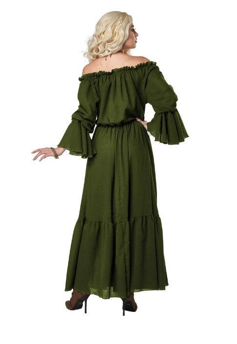 Vestido Chemise Campesino - Medieval Renacimiento - Oliva - Disfraz - Adulto - 2 Tallas
