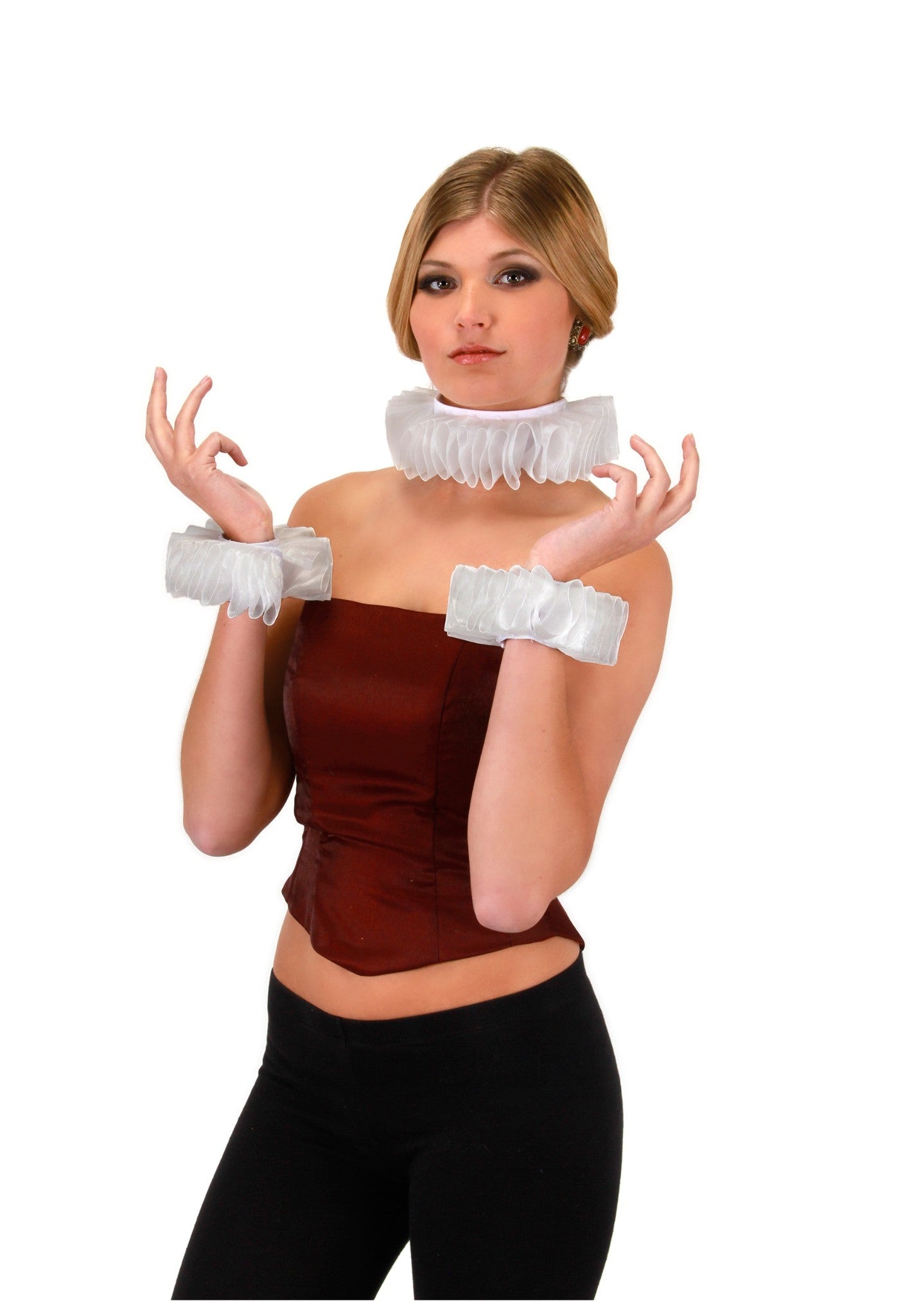 White Renaissance Collar & Cuff Set - Deluxe Costume Accessory - One Size