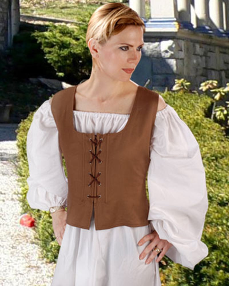 Brown Renaissance/Medieval Reversible Peasant Bodice - Deluxe Costume - Women