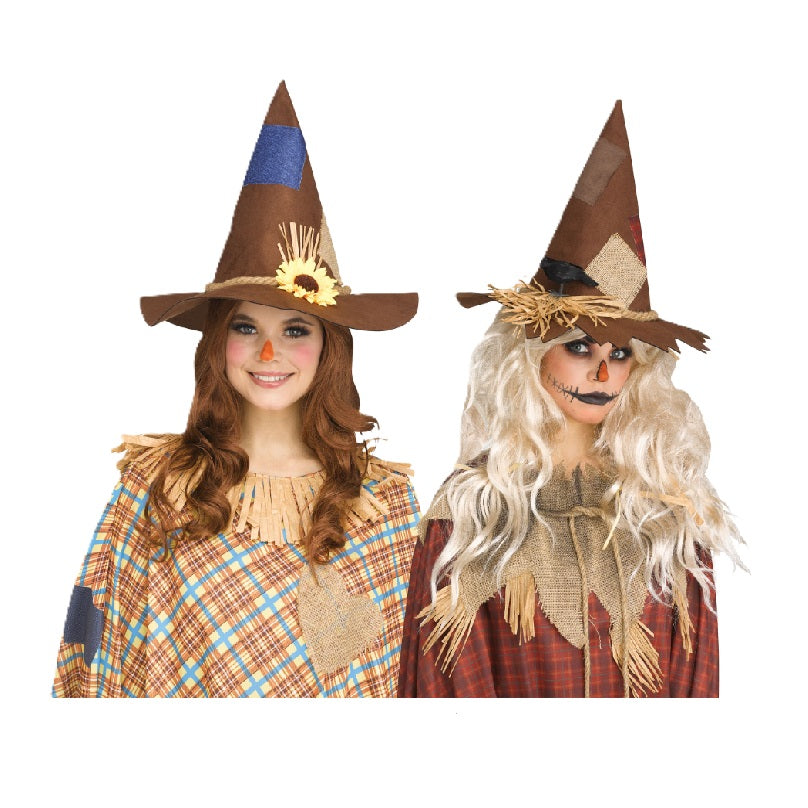 Scary Cute Scarecrow Hat - Crow - Straw Trim - Costume Accessory - One Size