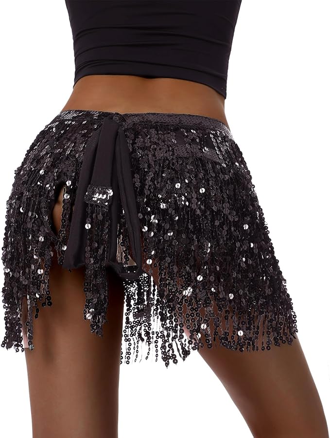Disco Skirt - Black Sequin Fringe - Flapper - 80's - Costume - 2 Sizes