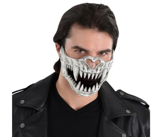 Skeleton Bone Half Oni Mask - Skull - Costume Accessories - One Size