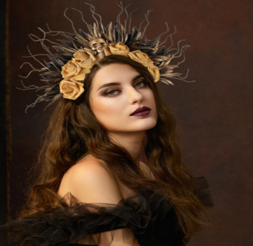 Gothic Halo Skull Crown - Day of the Dead Headband - Costume Accessory