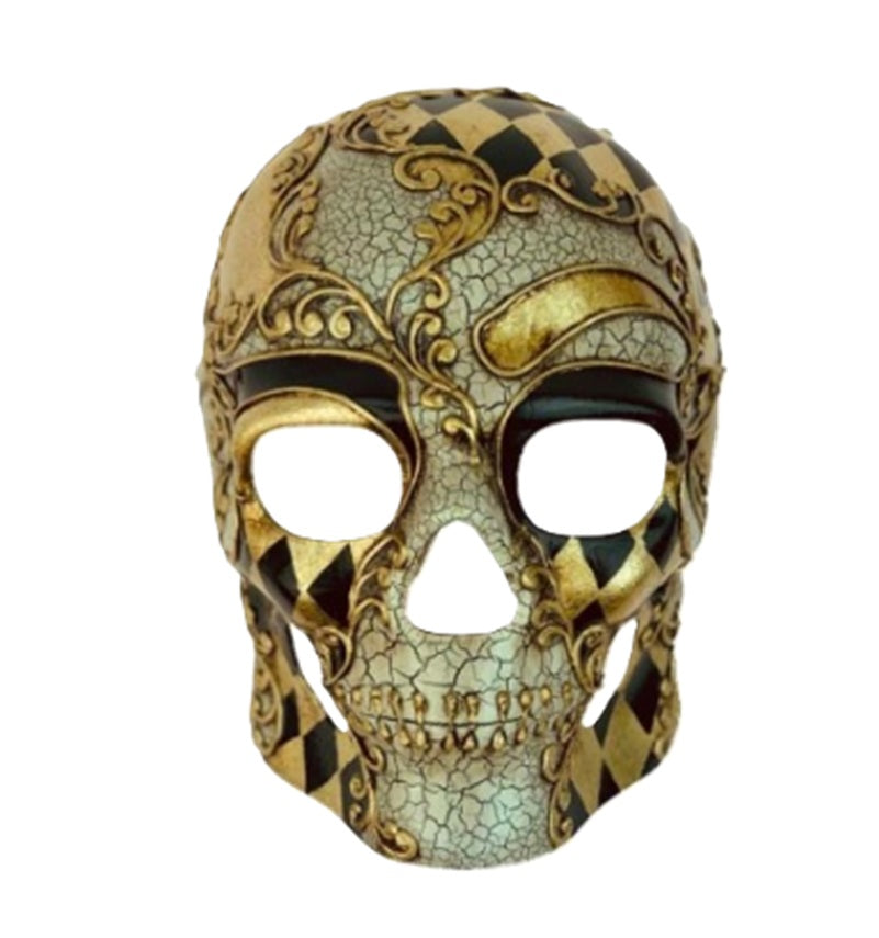 Crackled Venetian Skull Half Mask - Steampunk - Costume Accessory - One Size