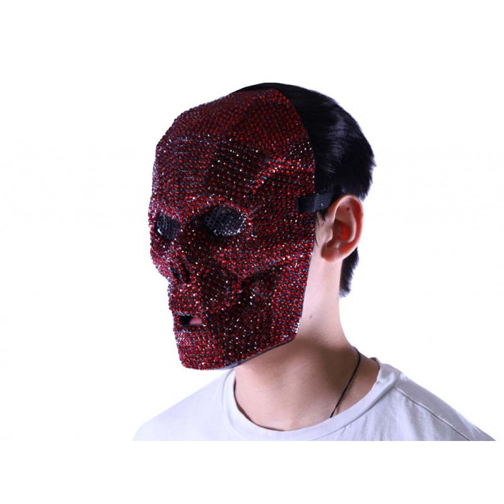 Red Rhinestone Skull Mask - Disco - Costume Accessory - One Size