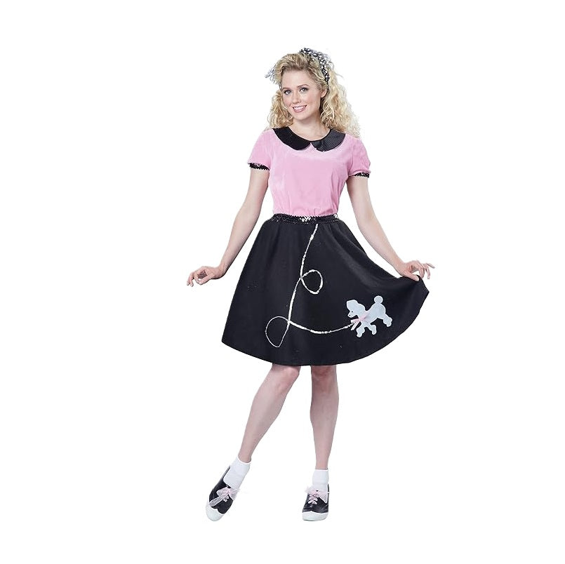 Sock Hop Poodle Skirt - 1950's - Pink/Black - Costume - Women - 2 Sizes