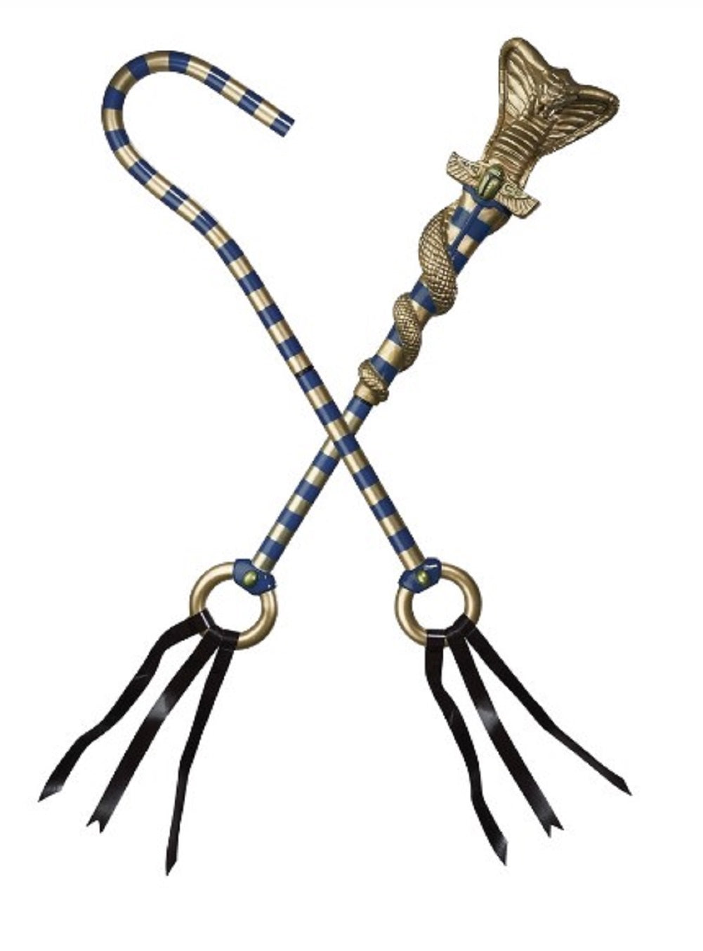 Bastón de cobra egipcia - Oro/Azul - Plegable - Accesorio de disfraz