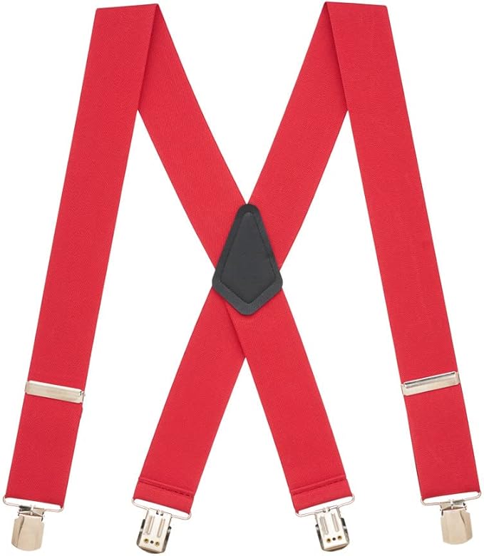 Red Santa Claus Suspenders - 2 x 42" - Industrial - Costume Accessory - One Size