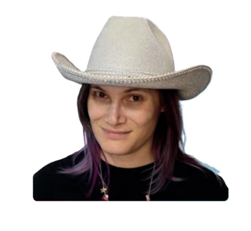 Cowboy Cowgirl Hat - Silver Glitter - Pop Stars - Costume Accessory