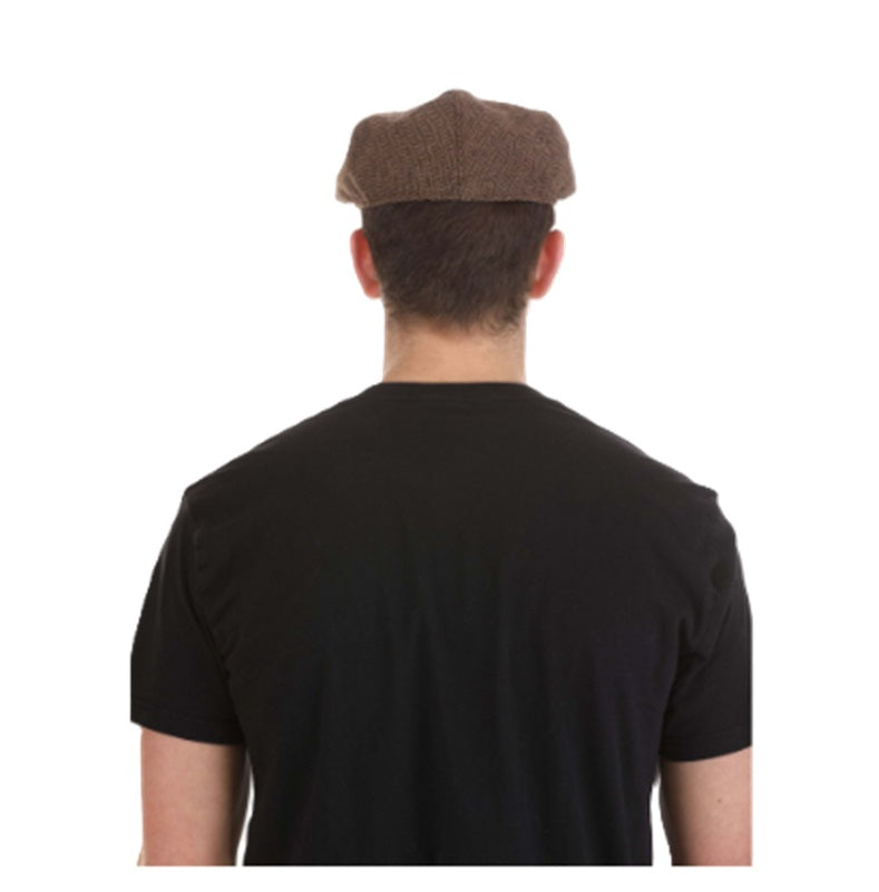 Brown Drivers Cap - Newsboy - Herringbone Tweed - Costume Accessory - One Size