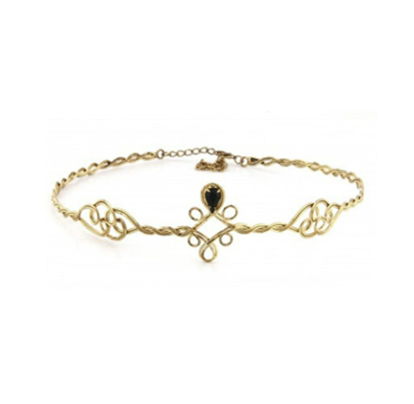 Golden Circlet Tiara - Teardrop Faux Jewel - Costume Accessories - One Size