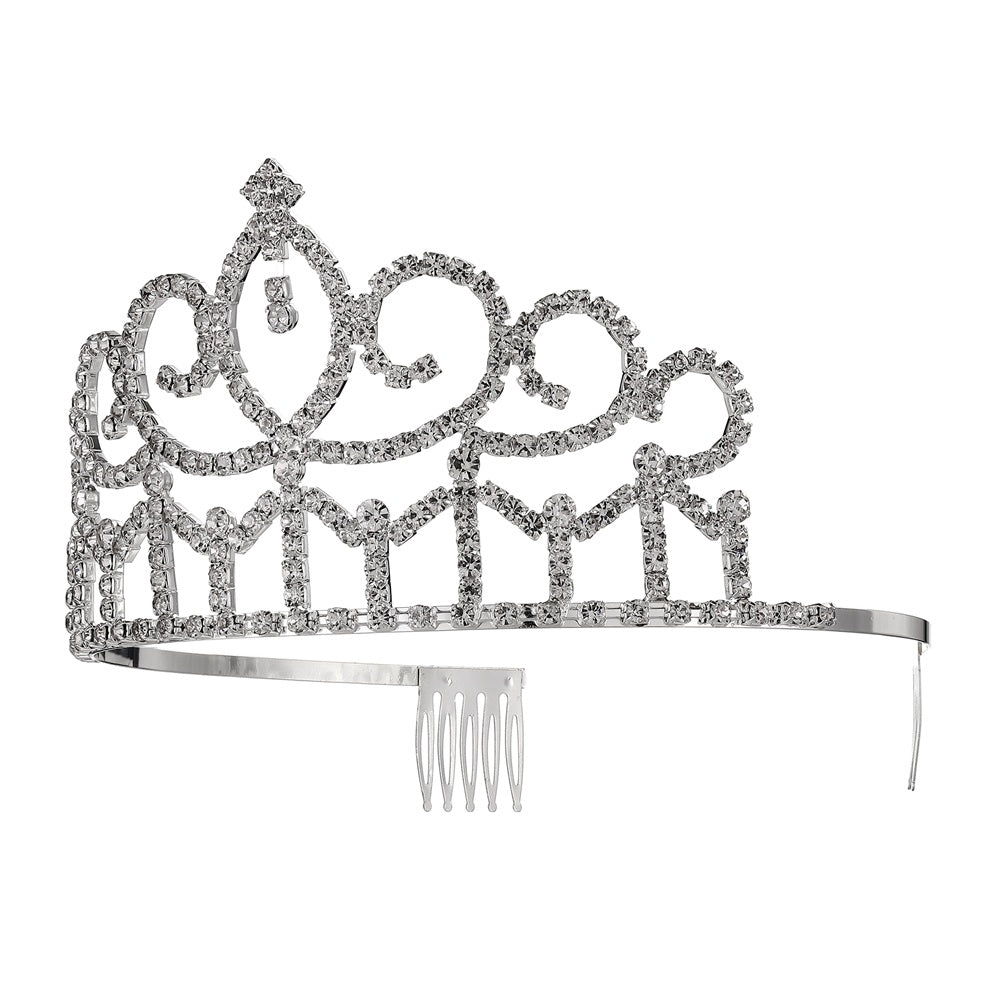 Silver Tiara - Rhinestone - Hair Combs - Costume Accessory - One Size
