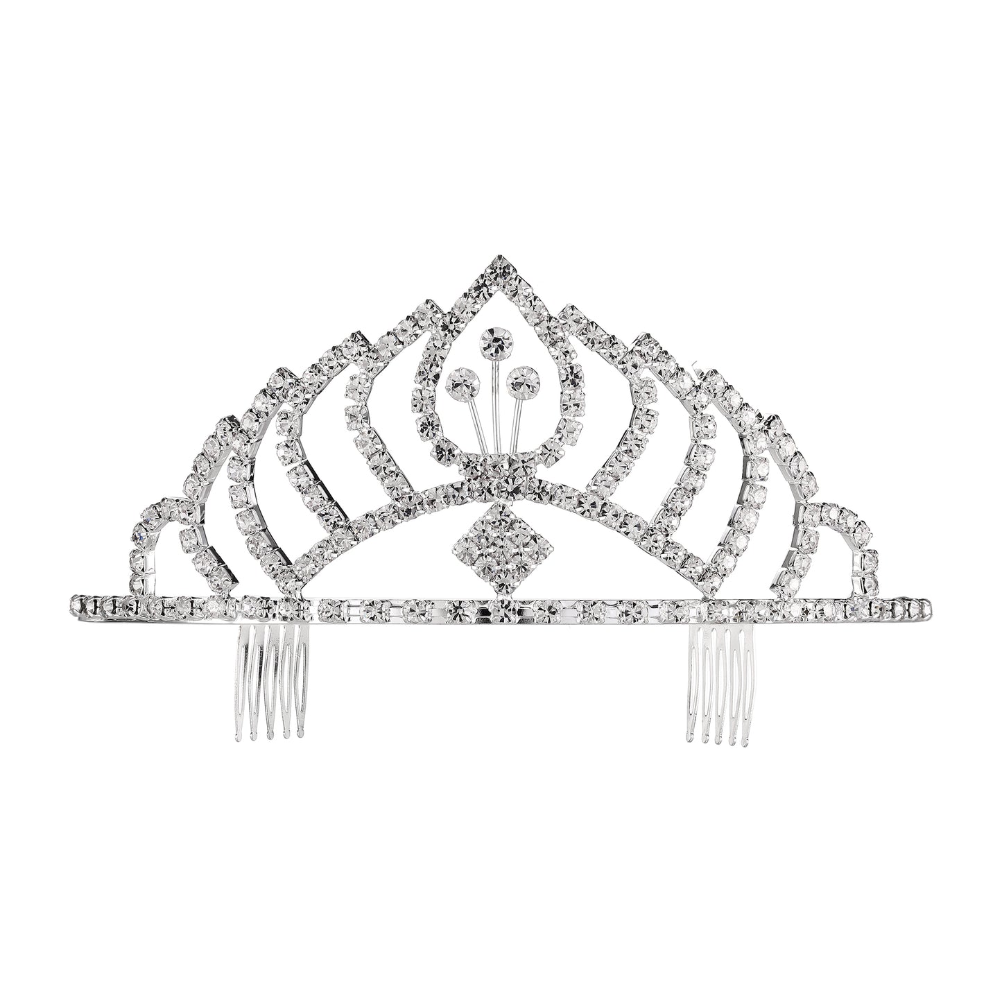 Rhinestone Silver Tiara - Hair Combs - Costume Accessory - One Size