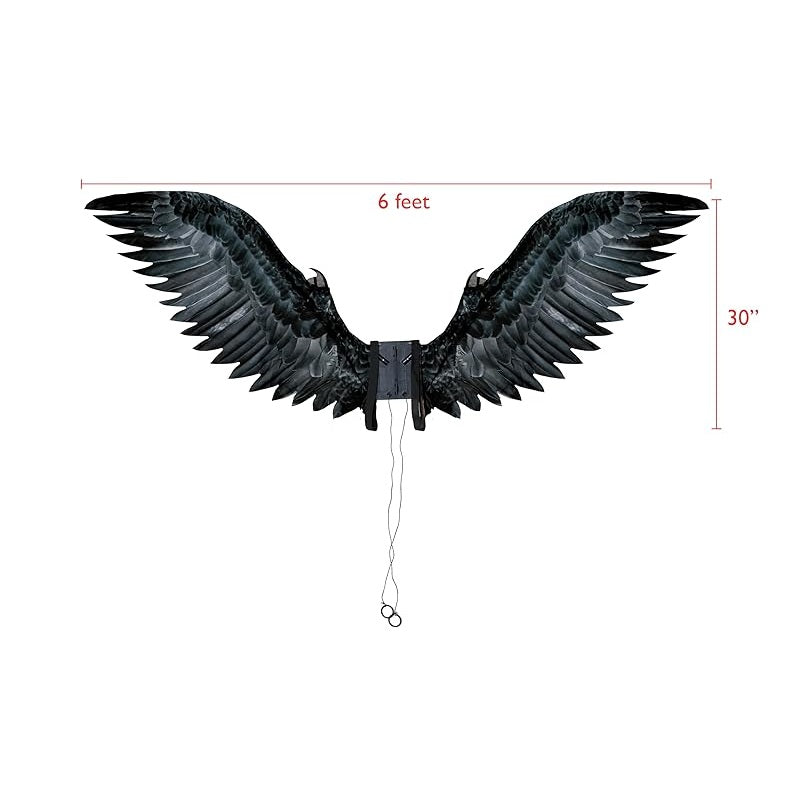 Articulating Raven Dark Angel Wings - Black - Cosplay Costume Accessories