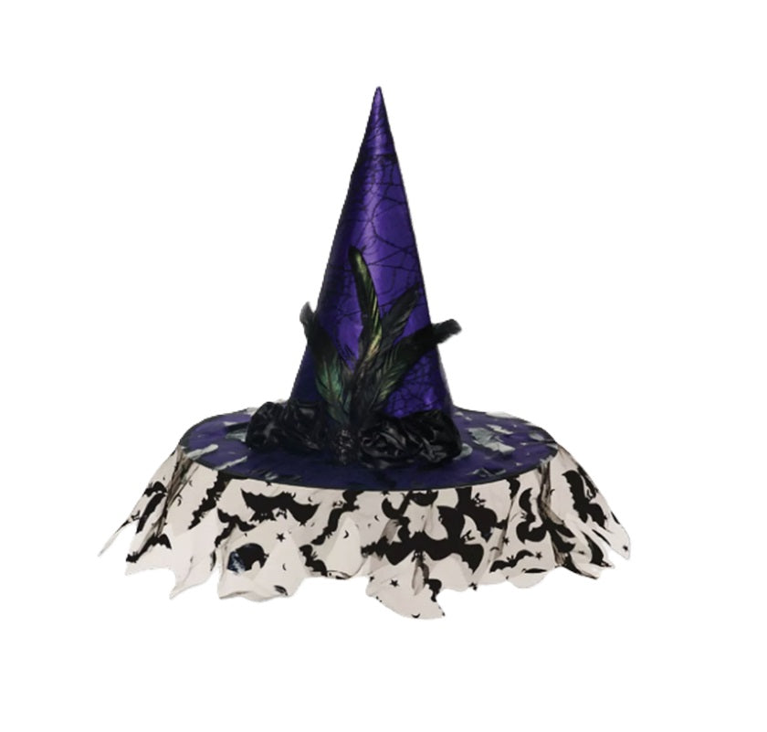 Witch Hat - Purple/Black - Bats - Costume Accessory - One Size