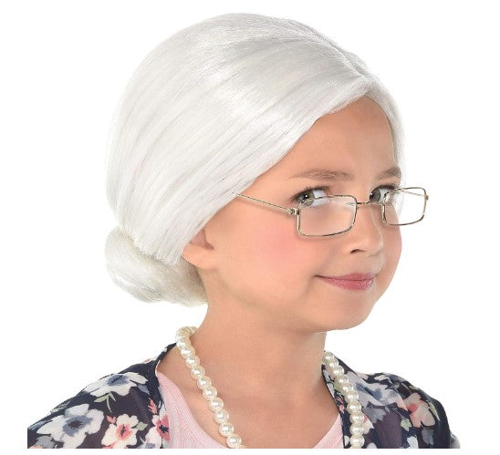 Old Lady Wig Mrs Claus White 100 Days Costume Accessory