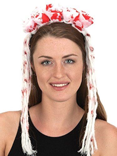Bloody Bride Veil Headband - Fabric Roses - Costume Accessory - Teen Adult