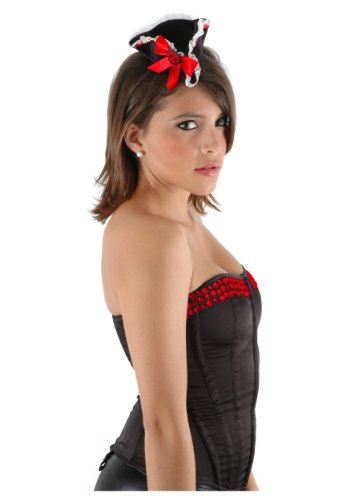 Pirate Mini Hat - Black/Red - Costume Accessory - One Size