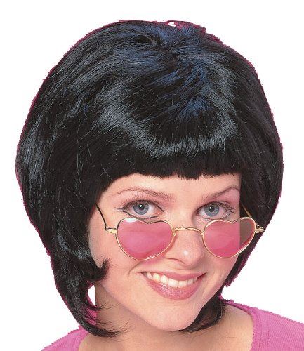 Black Wedge Style Mod Wig - 1960's 1970's - Costume Accessory - One Size