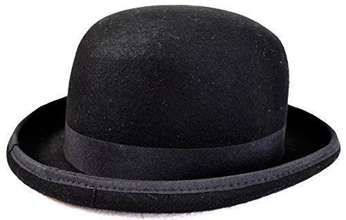 Sombrero Derby Bowler - Fieltro negro - Accesorio de disfraz de lujo - Adulto adolescente