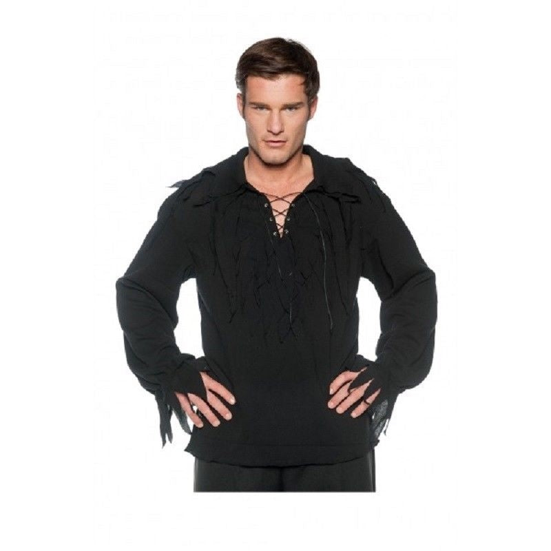Camisa Pirata Fantasma - Andrajosa - Negra - Disfraz - Adulto - Estándar