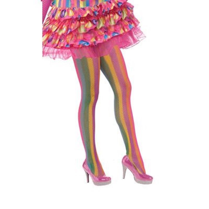 Rainbow Fishnet Pantyhose - Circus - Pride - Costume Accessories - One Size