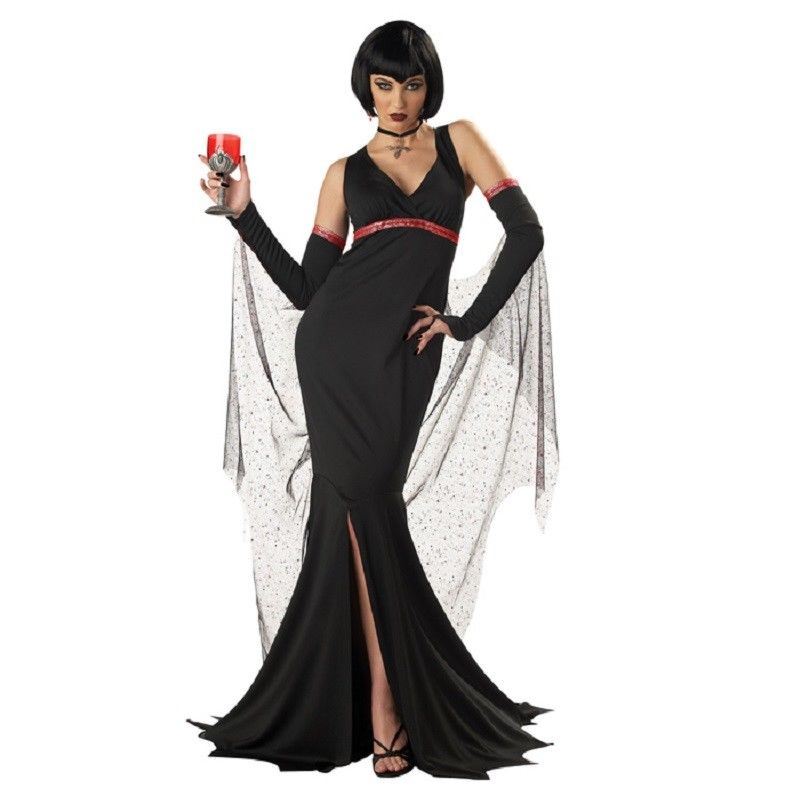 vampire dress women Adult Regal Costume | Adult | Womens | L/XL | Black/Red 36 waist Soft faux silk fabric with lace atop Immortal Seductress Adult Costume