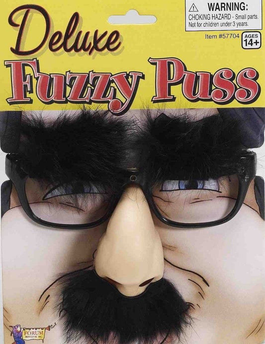 Beagle Puss - Faux Glasses - Big Nose - Faux Hair - Costume Accessory - Adult