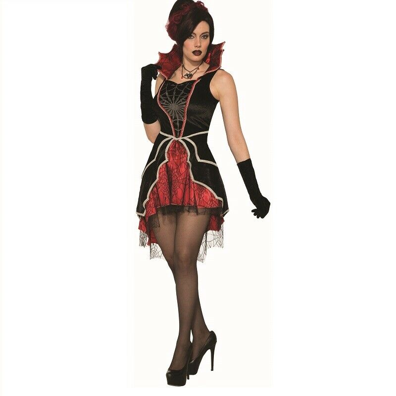 lady vampire fancy dress FunWorld Women's Goth Maiden Vampiress Halloween Costume, Black/Red, M/L