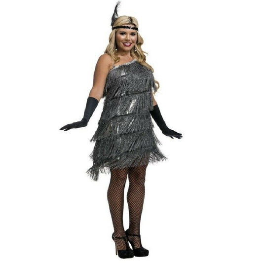 Charades Women's One Shoulder Dress With Asymmetrical Fringe Adult Sized Costume