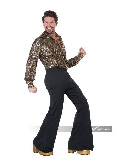 Disco 70's Guy - Juego de 2 piezas - Dorado/Negro - Disfraz - Adulto - Plus 2XL