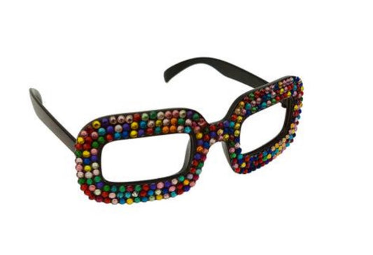 Rainbow Rhinestone Glasses - 70's - Disco - Pride - Costume Accessory - Adult