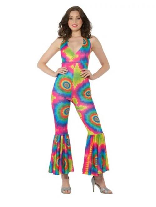 Neon Tie Dye Jumpsuit - 70's - Costume - Adult - 3 Sizes