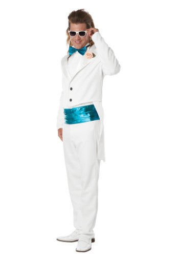 80's Prom Date - White Tux - Turquoise/Fuchsia - Costume - Adult - 2 Sizes