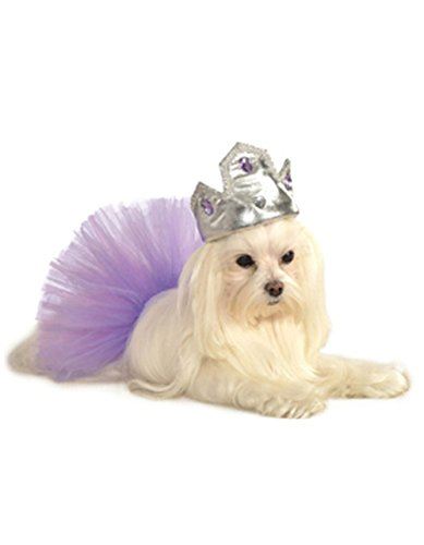 Pet Tiara - Silver/Purple - Princess - Dog Costume Accessory - Medium/Large