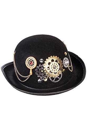Sombrero bombín Steampunk Derby - Negro - Accesorio para disfraz - Adulto