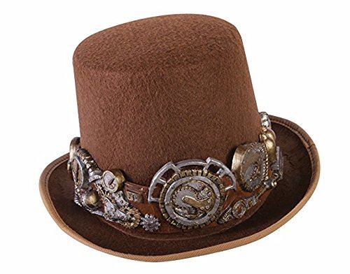 Steampunk Top Hat - Deluxe Band - Brown - Victorian - Unisex - One Size