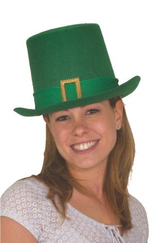 St Patrick's Day Top Hat - Green - Faux Buckle - Costume Accessory - Adult Teen