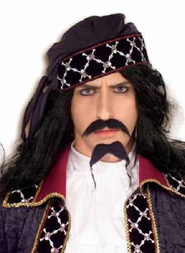 Black Pirate Beard & Moustache Set - Costume Accessories - One Size