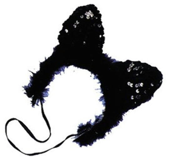 Cat/Mouse Ears - Black Sequin - Costume Accessory - One Size